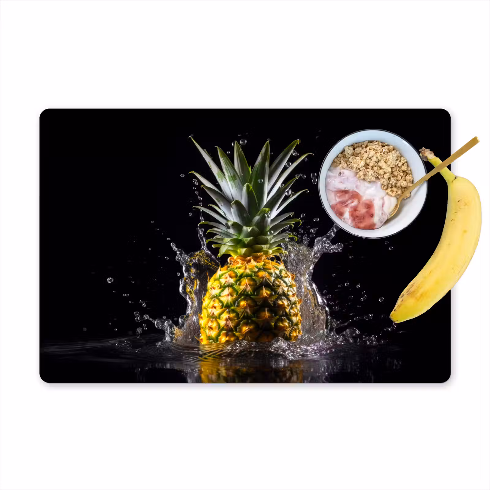 Sets de table en vinyle - Ananas - Fruit - Eau - Plantes - Noir — 1