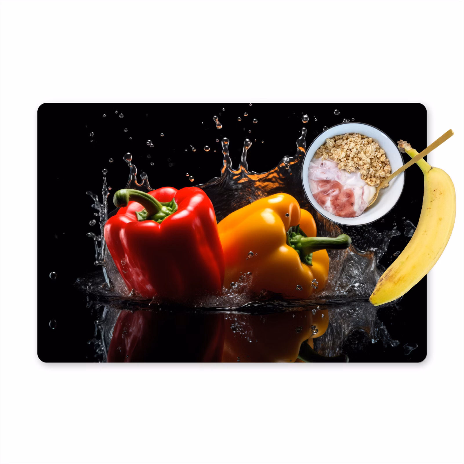 Sets de table en vinyle - Poivre - Eau - Noir - Légumes - Rouge - Jaune — 1