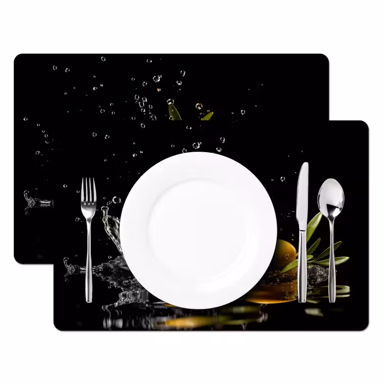 Sets de table en vinyle - Olives - Vertes - Eau - Noires — 2