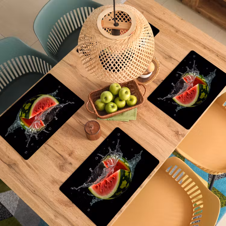 Sets de table en vinyle - Pastèque - Noir - Eau - Fruit - Melon — 3