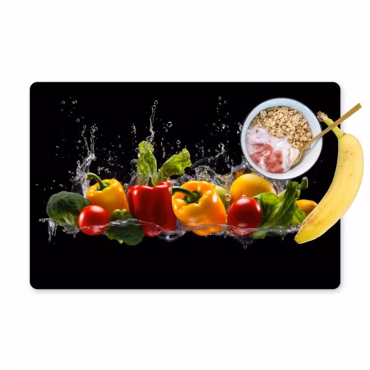 Sets de table en vinyle - Piment doux - Eau - Légumes - Noir — 1