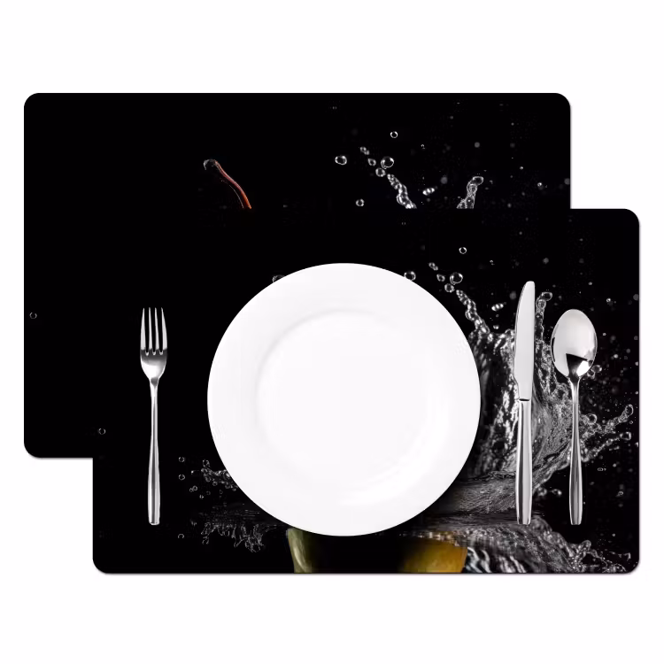 Sets de table en vinyle - Poire - Fruit - Eau - Noir — 2