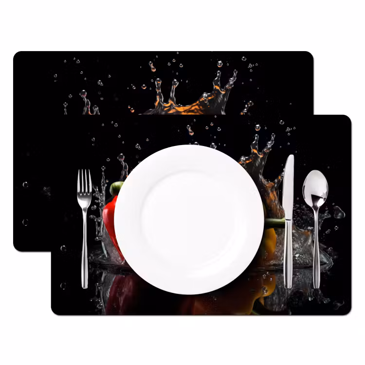 Sets de table en vinyle - Poivre - Eau - Noir - Légumes - Rouge - Jaune — 2