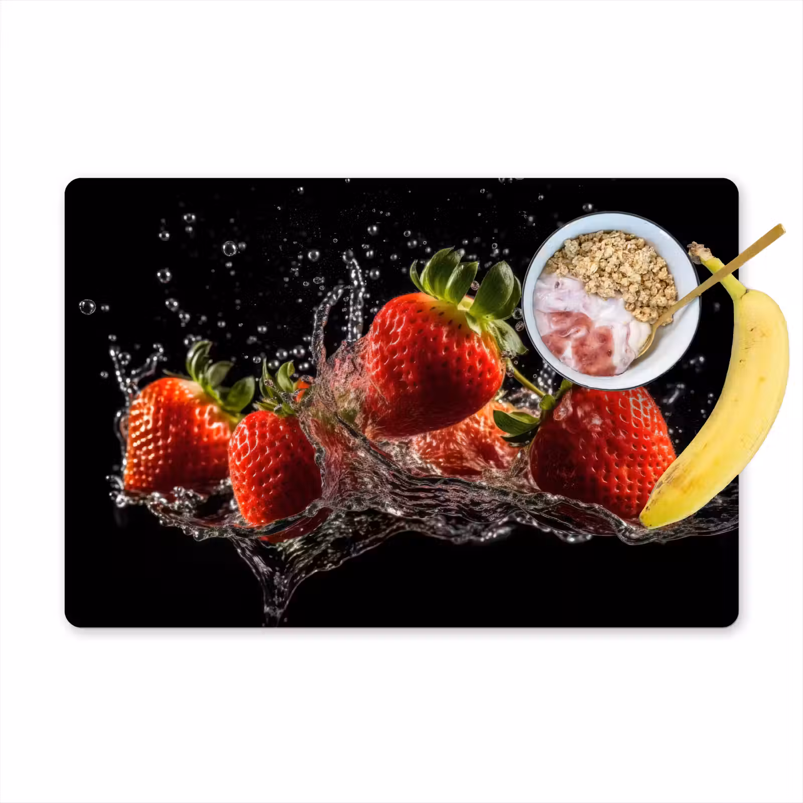 Sets de table en vinyle - Fraises - Fruits - Rouge - Eau - Noir — 1