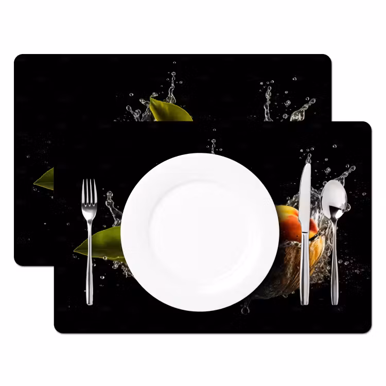Sets de table en vinyle - Mangue - Fruit - Eau - Noir - Feuille — 2