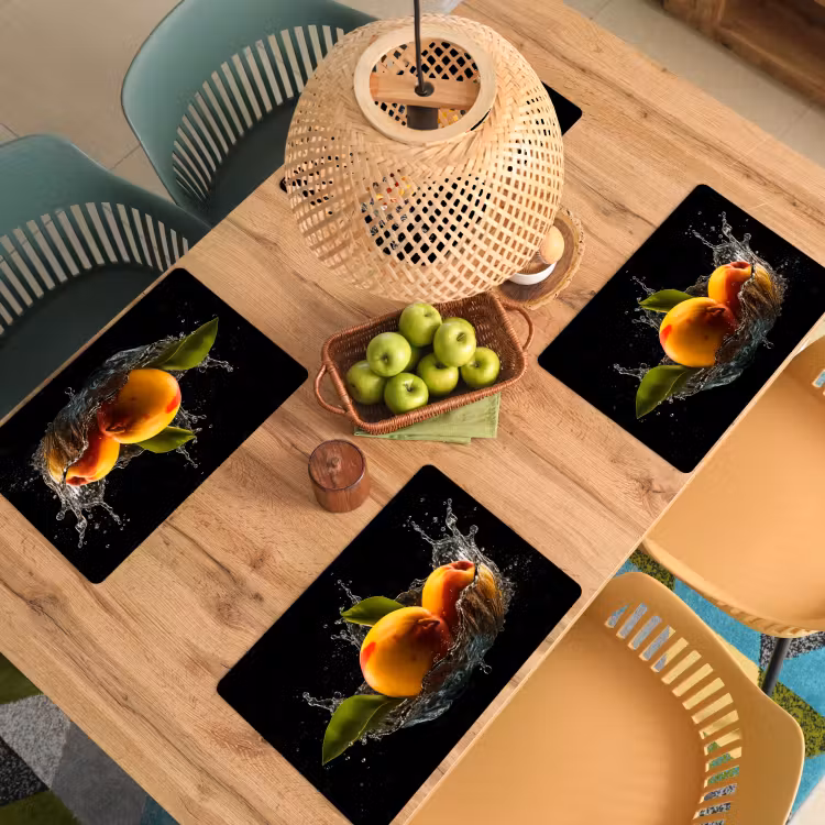 Sets de table en vinyle - Mangue - Fruit - Eau - Noir - Feuille — 3