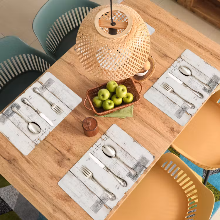 Sets de table en vinyle - Argent - Couverts - Bois — 3