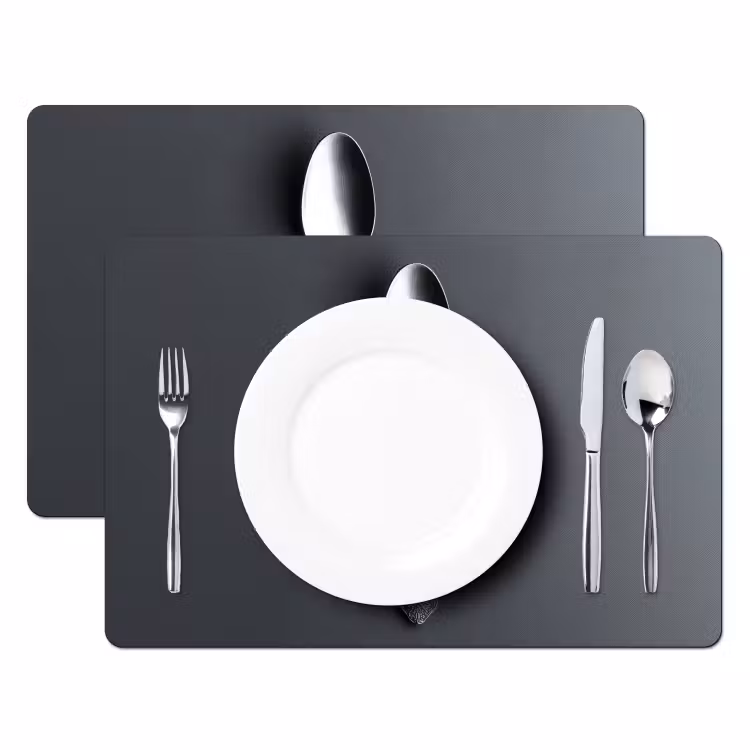 Sets de table en vinyle - Argent - Métal - Cuillère — 2
