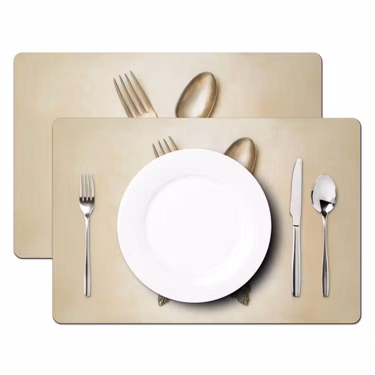 Sets de table en vinyle - Beige - Vintage - Couverts — 2
