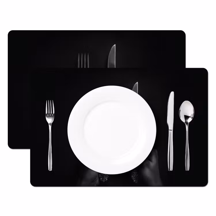 Sets de table en vinyle - Couverts - Noir - Blanc — 2