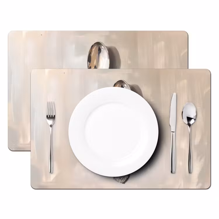 Sets de table en vinyle - Cuillère - Peinture - Argent — 2