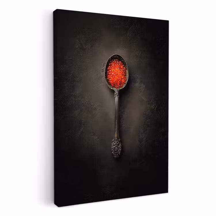 Tableau sur toile - Noir - Cuillère - Caviar — 1