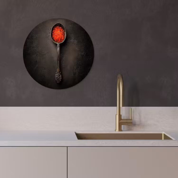 Tableau rond - Noir - Cuillère - Caviar — 4