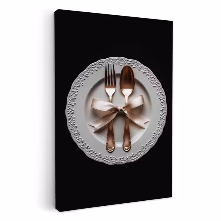 Tableau sur toile - Rose - Bow - Couverts — 1
