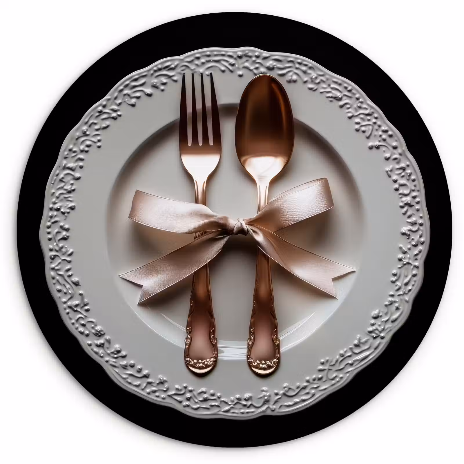 Tableau rond - Rose - Bow - Couverts — 1
