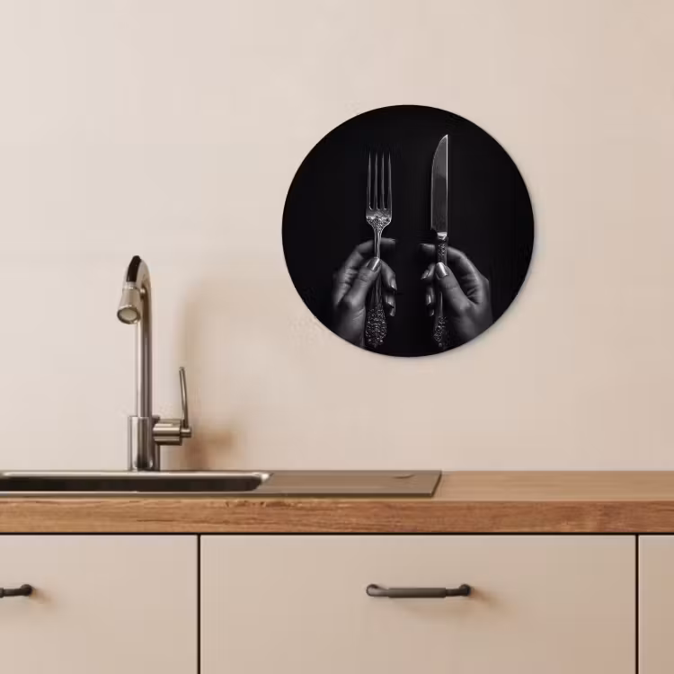 Tableau rond - Couverts - Noir - Blanc — 2