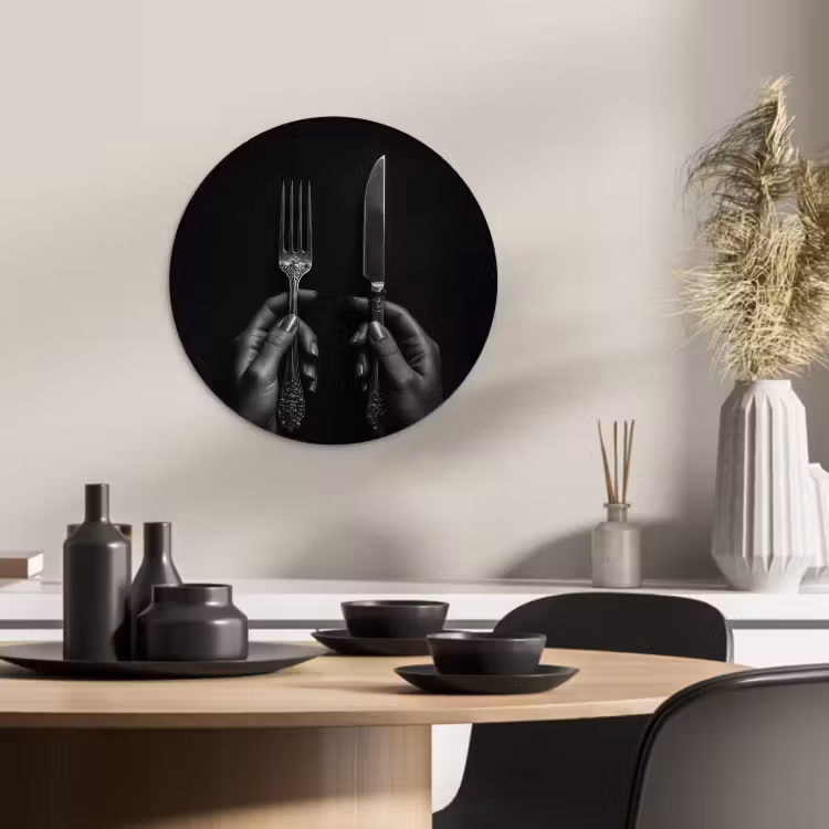 Tableau rond - Couverts - Noir - Blanc — 3