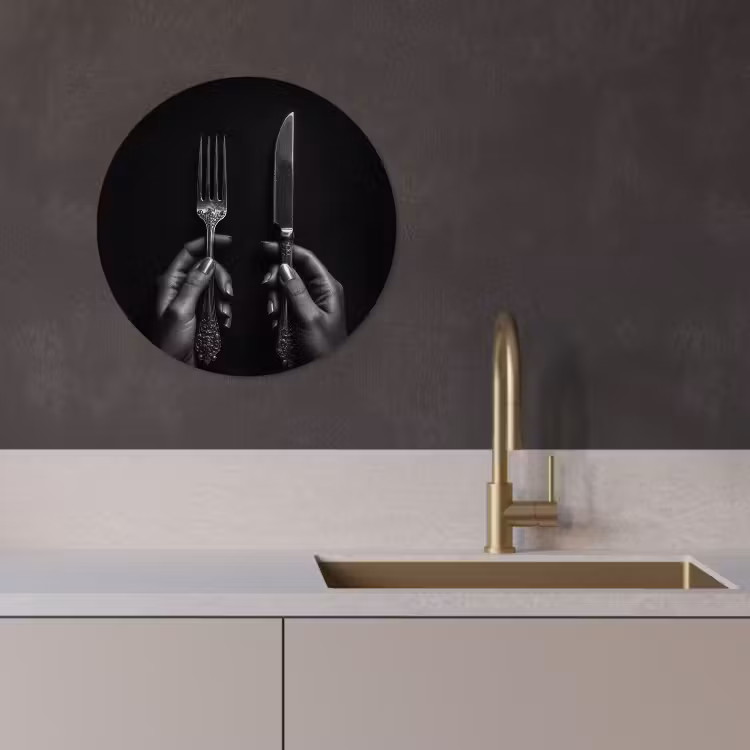 Tableau rond - Couverts - Noir - Blanc — 4
