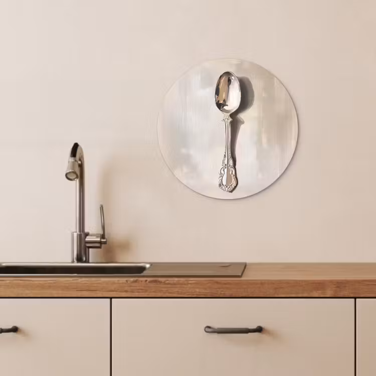 Tableau rond - Cuillère - Peinture - Argent — 4