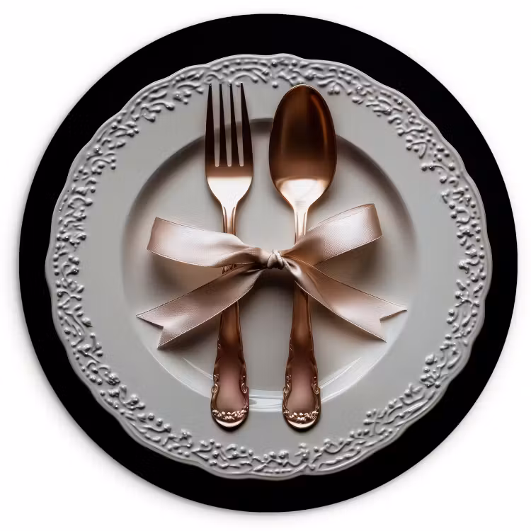 Tableau rond - Rose - Bow - Couverts — 1