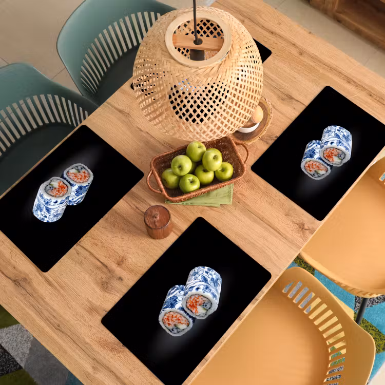 Sets de table - Sushi - Bleu de Delft - Riz - Poisson - Elégant — 3