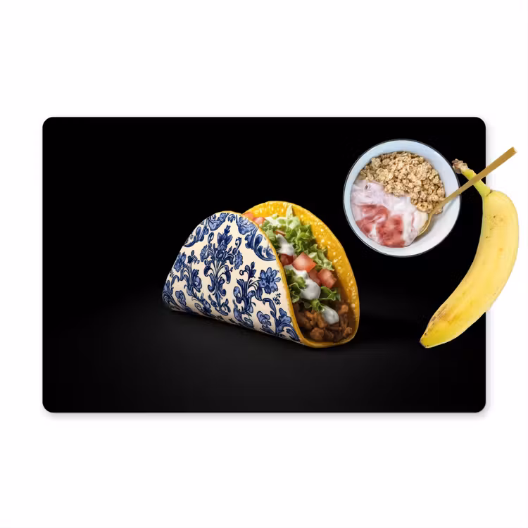 Sets de table - Taco - Viande - Salade - Bleu de Delft - Motif — 1