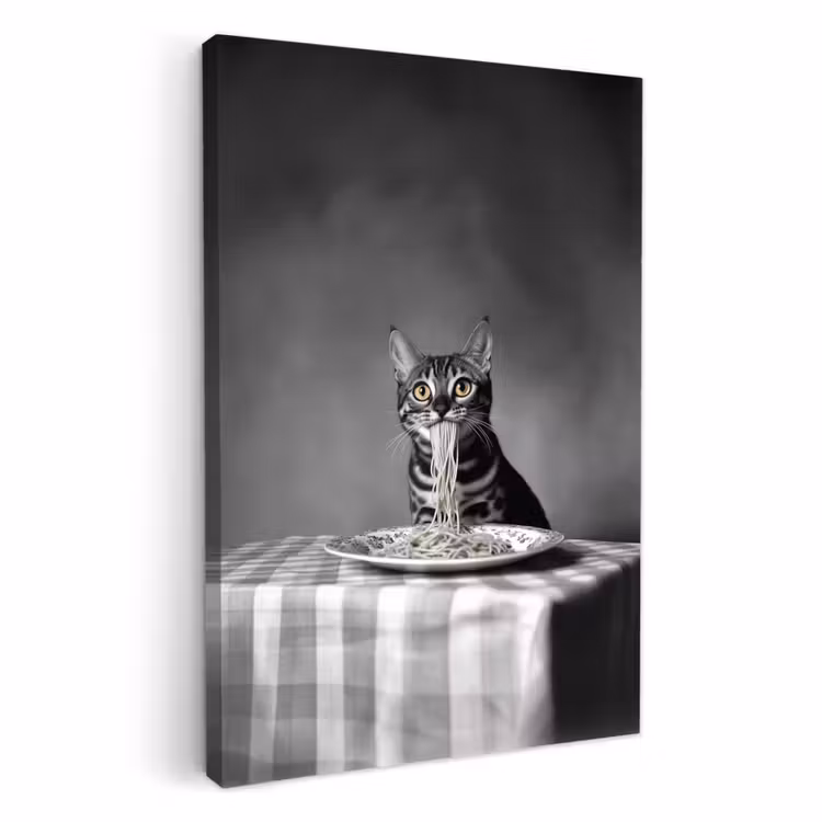 Tableau sur toile - Bengal - Chat - Nappe - Noir - Blanc - Animal — 2
