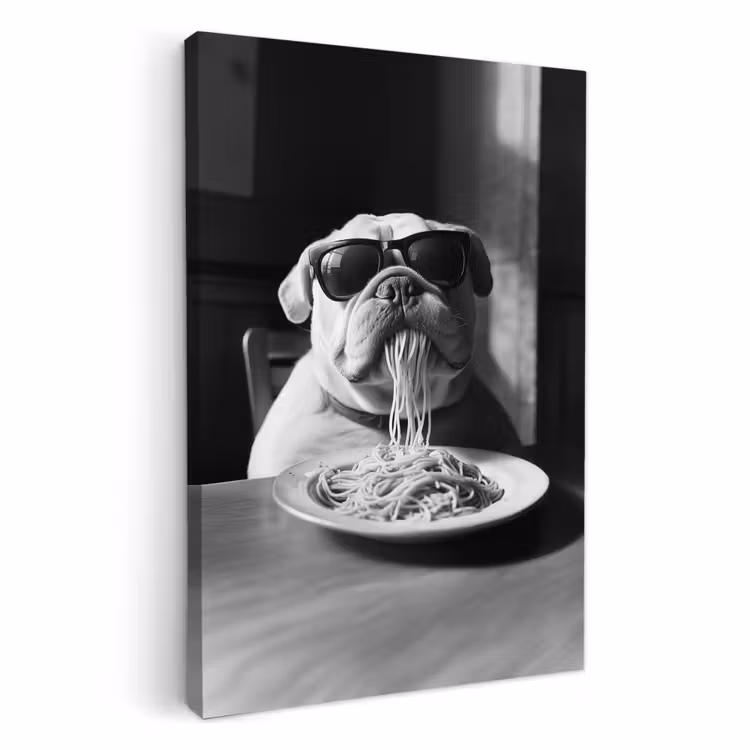 Tableau sur toile - Chien - Bouledogue - Lunettes - Dur - Animaux — 1