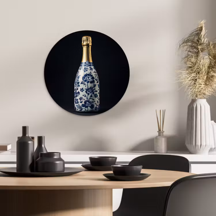 Tableau rond - Champagne - Fleurs - Or - Chic — 2