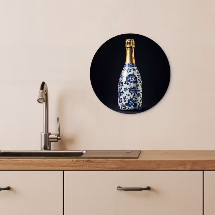 Tableau rond - Champagne - Fleurs - Or - Chic — 4