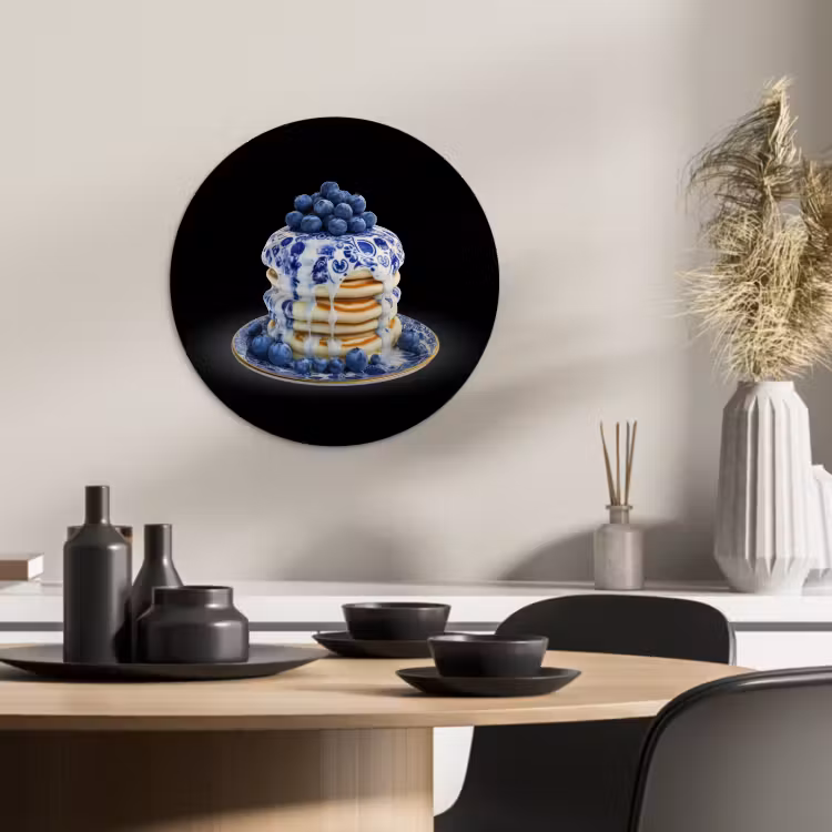 Tableau rond - Crêpes - Myrtilles - Assiette — 1