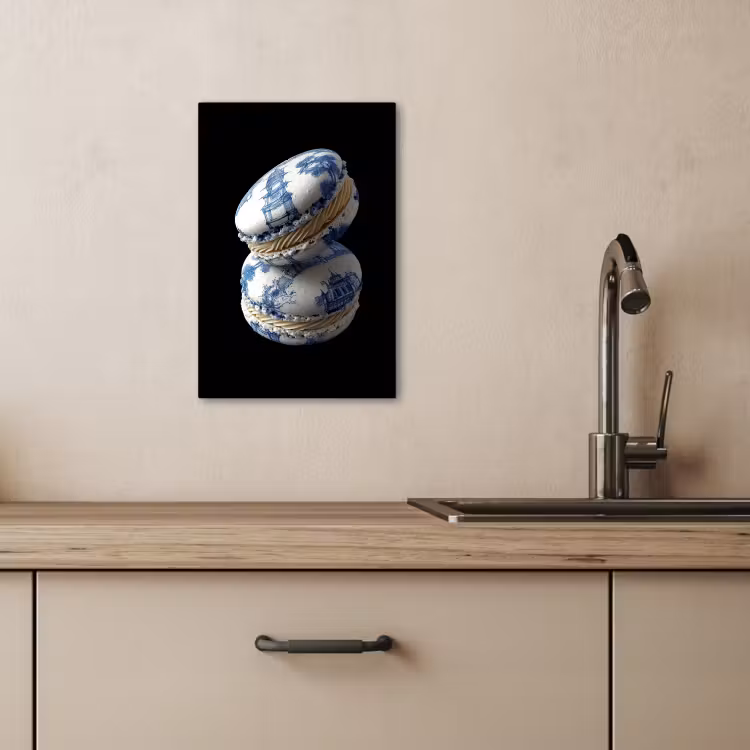 Tableau sur toile - Alimentation - Macarons - Bleu de Delft - Biscuits — 2
