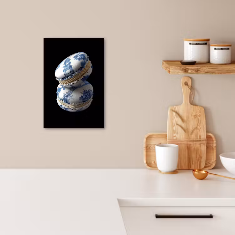 Tableau sur toile - Alimentation - Macarons - Bleu de Delft - Biscuits — 4