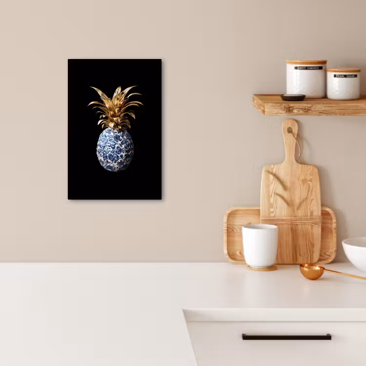 Tableau sur toile - Ananas - Motif floral - Or - Delftware — 2