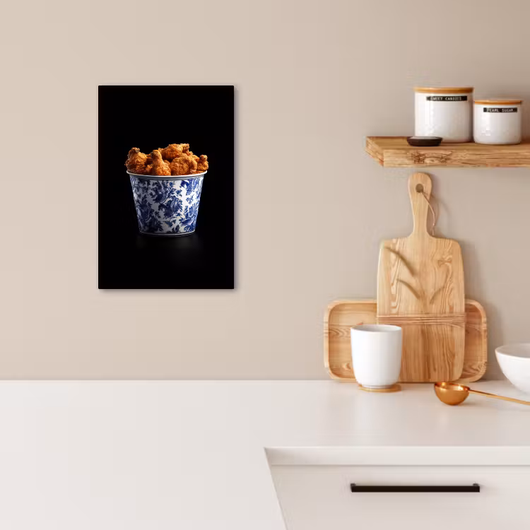 Tableau sur toile - Poulet - Seau - Bleu de Delft - Tasty — 2