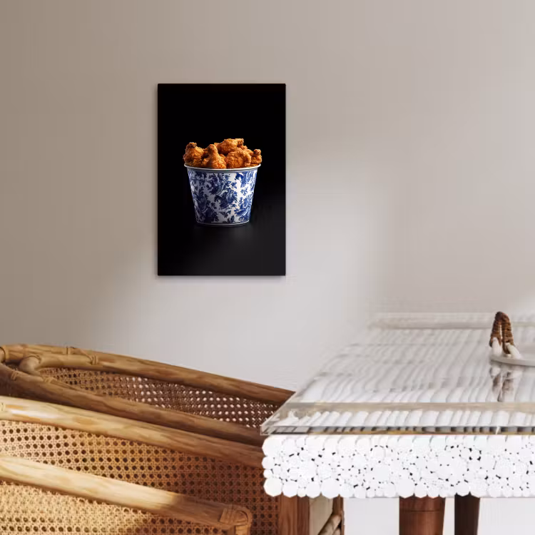 Tableau sur toile - Poulet - Seau - Bleu de Delft - Tasty — 3