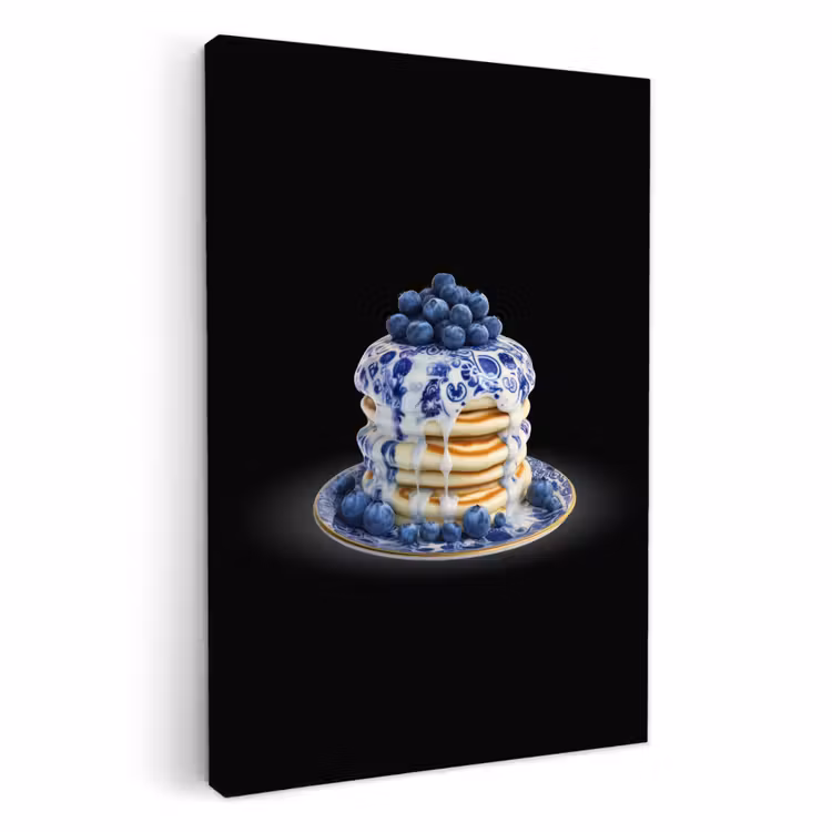 Tableau sur toile - Crêpes - Myrtilles - Assiette — 4