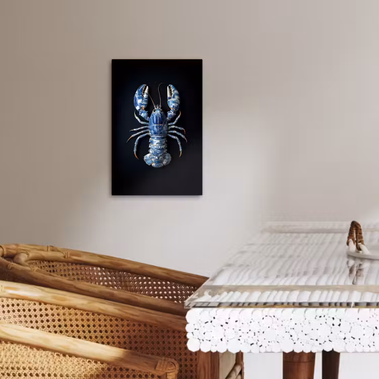 Tableau sur toile - Homard - Bleu de Delft - Bouclier - Robuste — 1