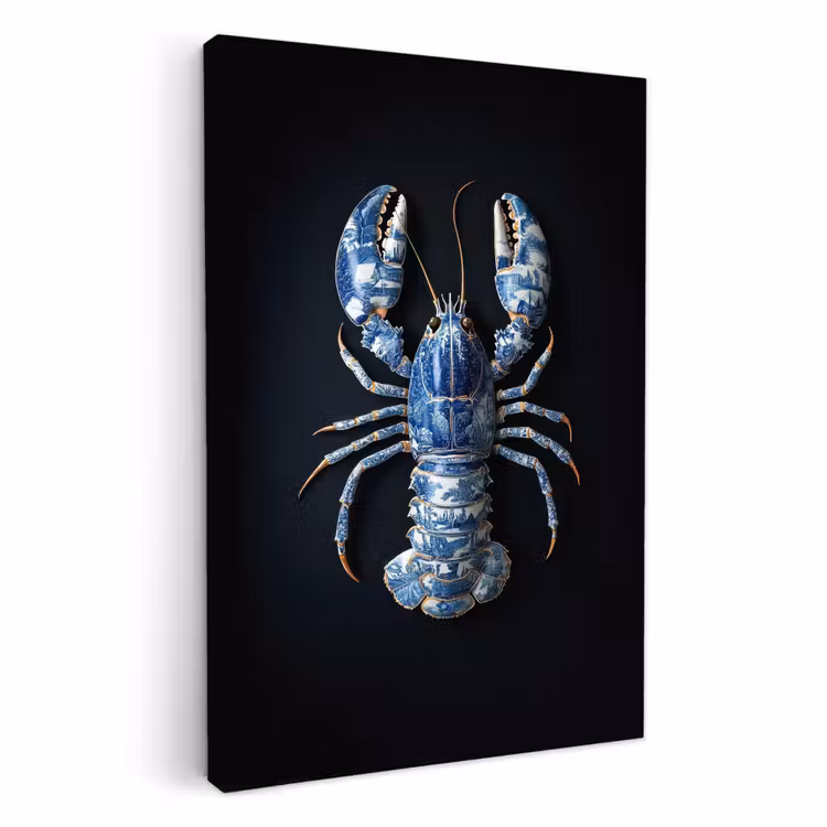 Tableau sur toile - Homard - Bleu de Delft - Bouclier - Robuste — 3