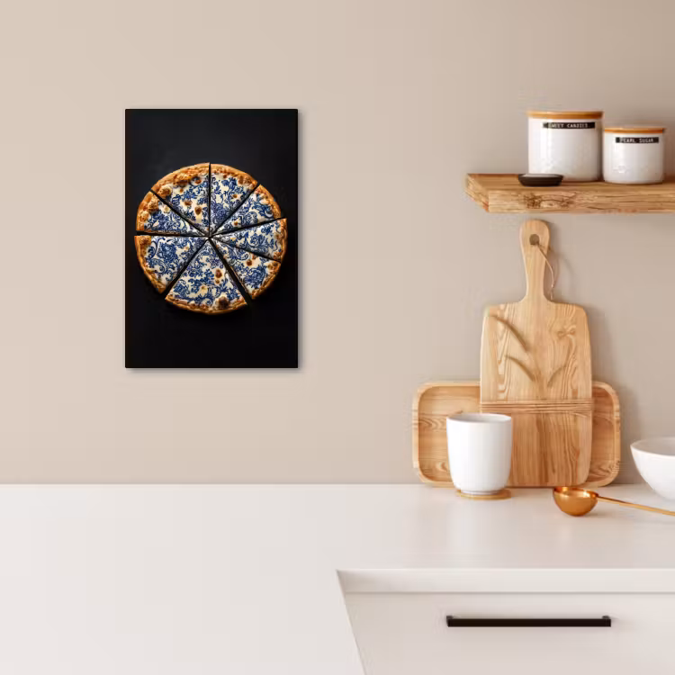 Tableau sur toile - Pizza - Alimentation - Bleu de Delft — 3