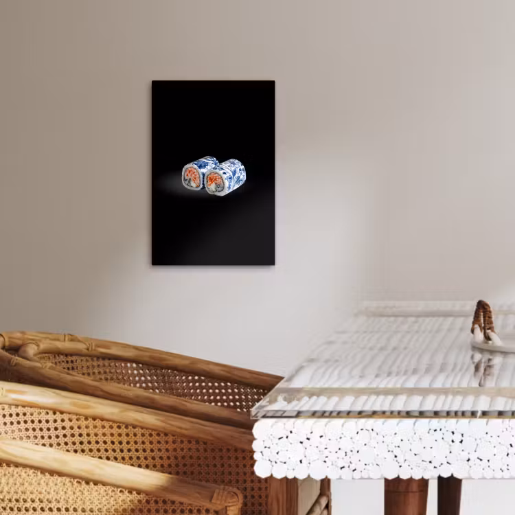 Tableau sur toile - Sushi - Bleu de Delft - Riz - Poisson - Elégant — 4