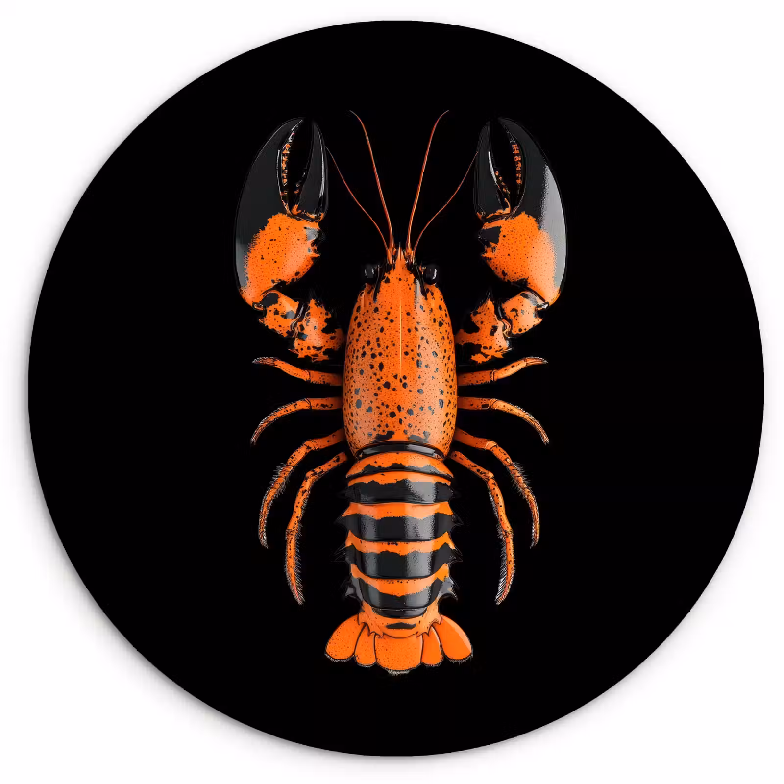 Tableau rond - Cancer - Orange - Noir - Moderne — 1