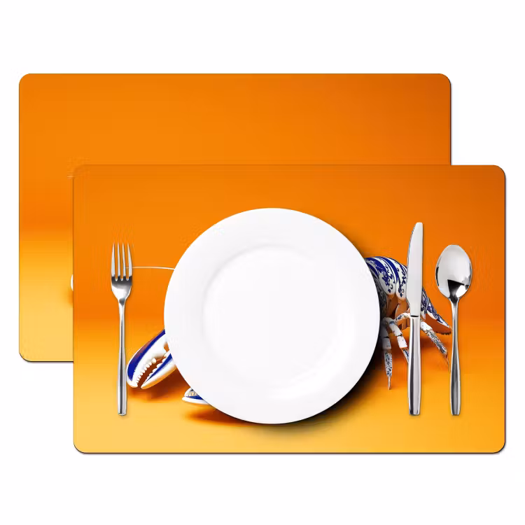 Sets de table en vinyle - Homard - Bleu de Delft - Bouclier - Dur - Orange — 2