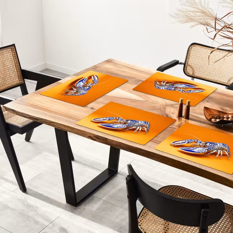 Sets de table en vinyle - Homard - Bleu de Delft - Bouclier - Dur - Orange — 4