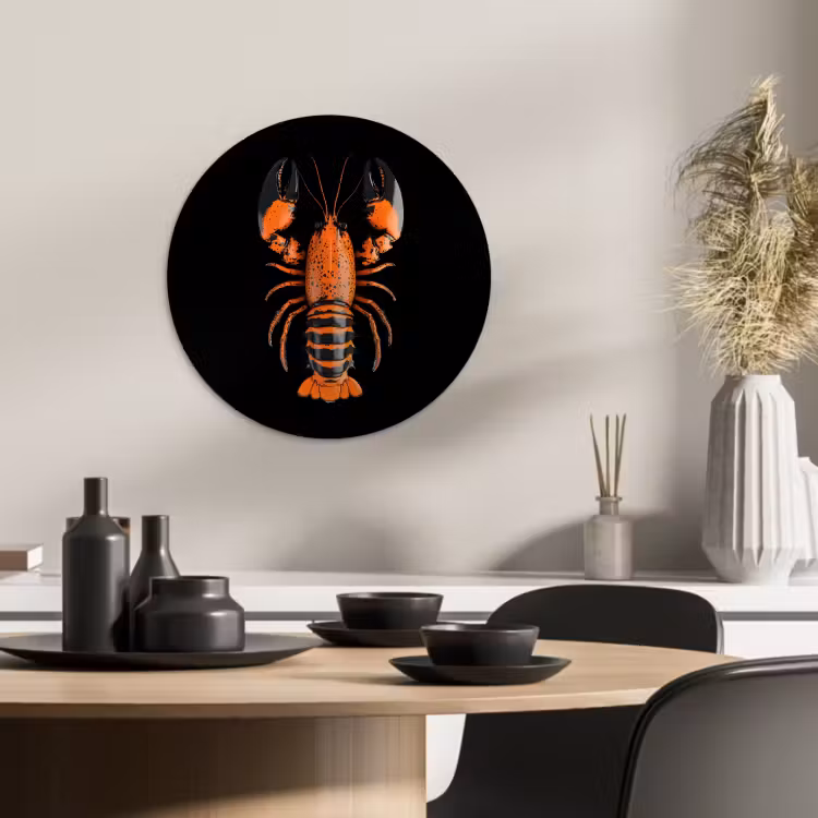 Tableau rond - Cancer - Orange - Noir - Moderne — 2