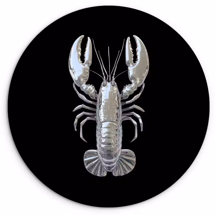 Tableau rond - Homard - Argent - Métallique - Luxe — 3