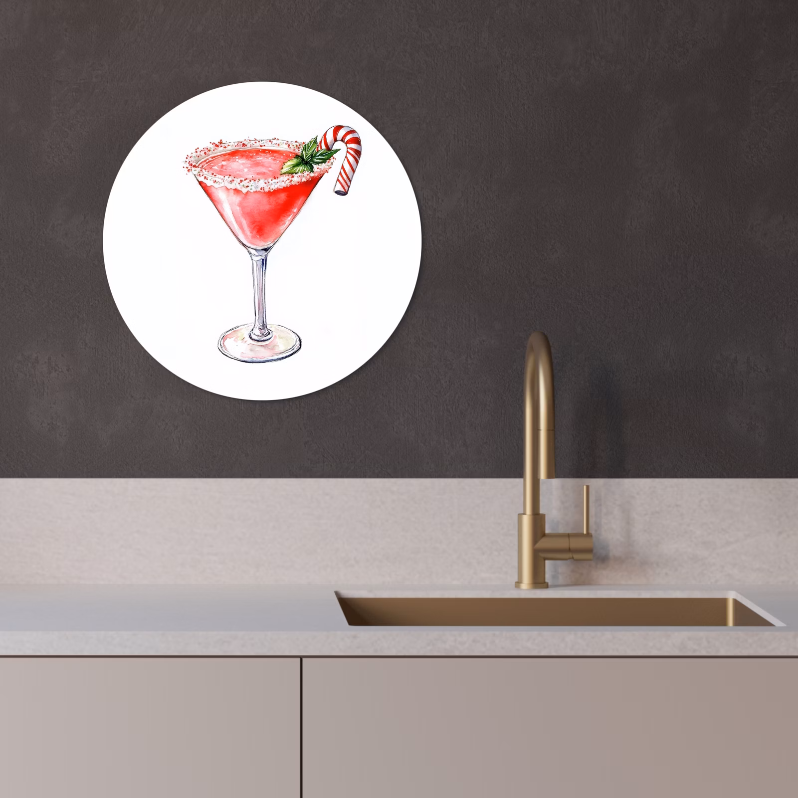 Tableau rond - Cocktail - Boisson - Hiver - Art — 1