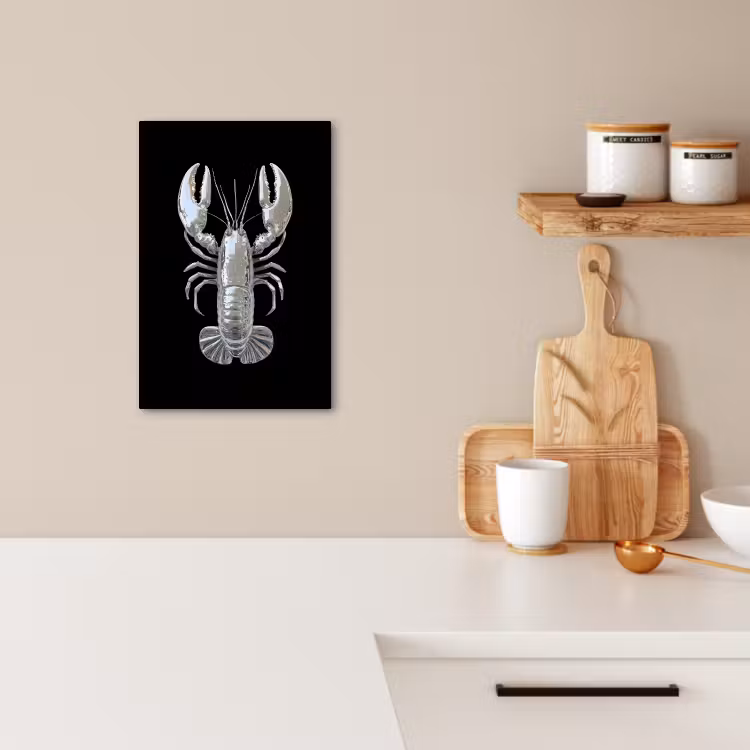 Tableau sur toile - Homard - Argent - Métallique - Luxe — 2