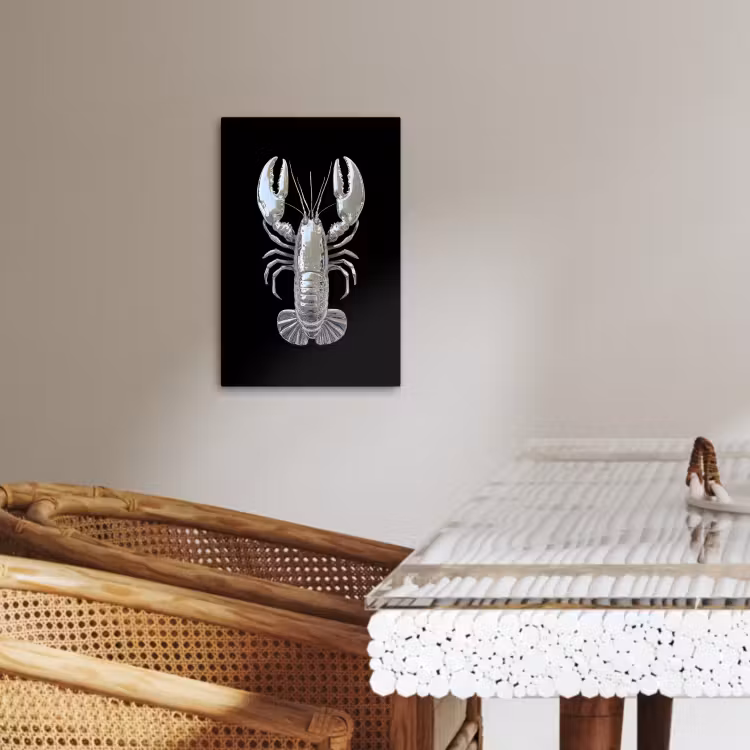 Tableau sur toile - Homard - Argent - Métallique - Luxe — 3