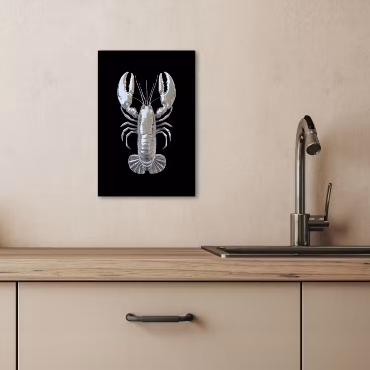 Tableau sur toile - Homard - Argent - Métallique - Luxe — 4